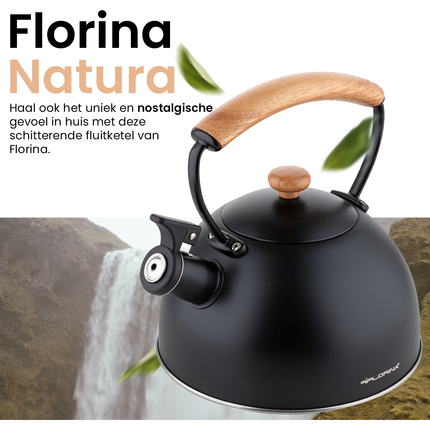 Florina Natura Line fluitketel RVS mat zwart 2.3 Liter - ook geschikt voor inductie