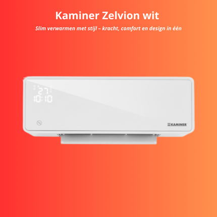 Kaminer Zelvion Elektrische Wandverwarming Wit – Slimme Luchtgordijnverwarming 2000W met WiFi, App & Afstandsbediening – Energiezuinig & Stil