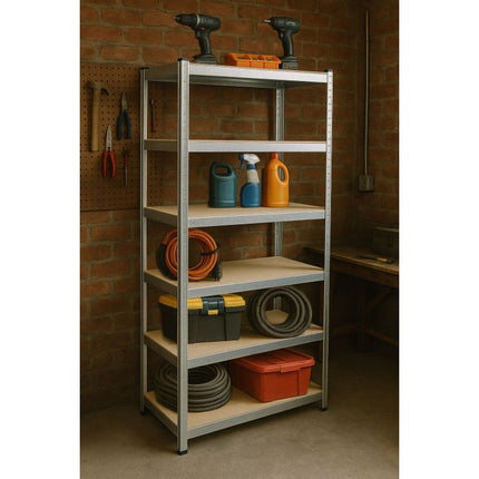 ModernHome Opbergrek 222×110×50 cm – Gegalvaniseerd Staal – 6 Verstelbare Planken – 1050 kg Draagvermogen