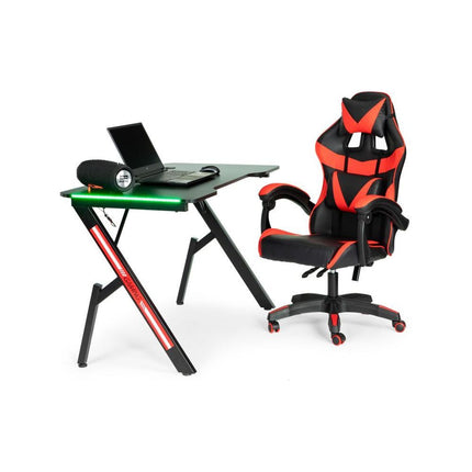 Modern Home gaming desk met RGB LED verlichting - game bureau - 120 x 60 x 73 cm zwart