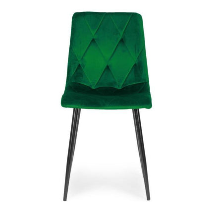 Modern Home Set van 4 Gewatteerde Fluwelen Stoelen Groen - Eetkamerstoelen - Woonkamerstoelen Met Metalen Poten
