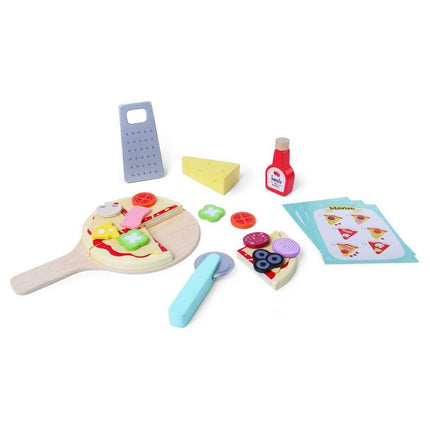 Ecotoys 34-delige houten pizzaria speelgoed set inclusief accessoires
