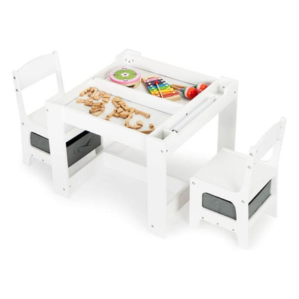 Dubbelzijdige kindertafel met stoeltjes 63x63x51cm wit