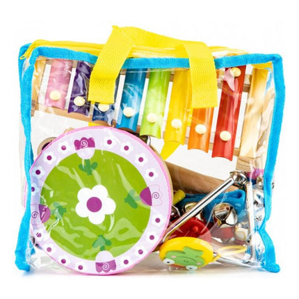 Ecotoys 14-Delige Houten Muziekinstrumenten Set - Educatief Speelgoed Voor Kinderen - Inclusief Opbergtas
