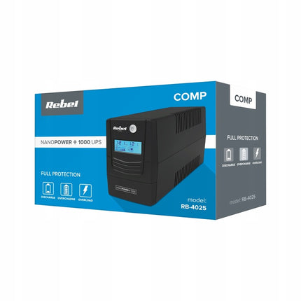 REBEL UPS 850VA – LCD – Noodstroomvoorziening voor PC, Router & Modem – USB – ViewPower