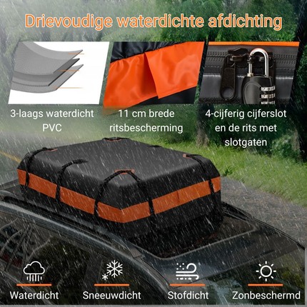 Trendmix Autodaktas 420L – Waterdichte Dakbagagetas – Dakkoffer Voor Auto Zonder Dakrails – Met Slot & Antislipmat
