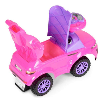 3 in 1 sportauto loopauto met geluiden en claxon op het stuur belastbaar tot 25 kg roze