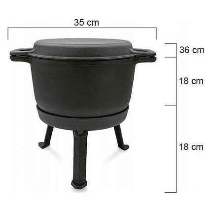 Meyerhoff 2-in-1 Outdoor Dutch Oven 8L – Gietijzeren Ketel met Grilldeksel – Kampvuurpan Met Afneembare Poten – Voor Buiten Koken, BBQ & Jacht