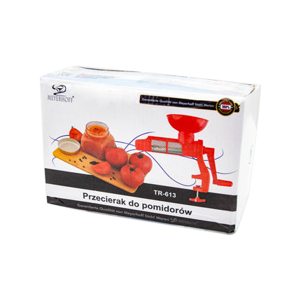 Meyerhoff Handmatige Tomatenpers – Rood – Tomatenmolen met RVS Zeef en Tafelklem – Voor Verse Tomatensaus, Babyvoeding & Smoothies