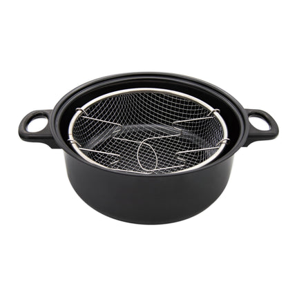 Meyerhoff Frituurpan 24 cm – 4L – Met Mandje en Glazen Deksel – Voor op het Fornuis – RVS Zwart – Multifunctionele Frituurpan met Gelijkmatige Warmteverdeling
