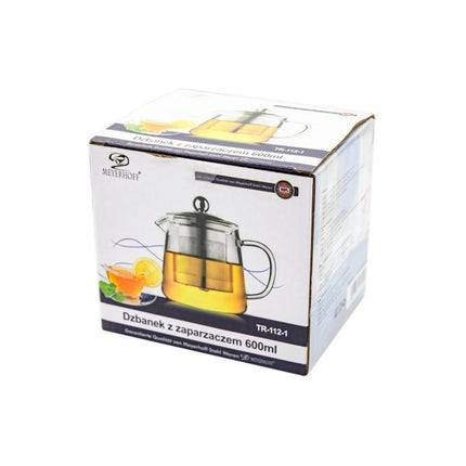 Meyerhoff Glazen Theepot 600ML – Met RVS Infuser en Zeef – Hittebestendig Glas – Voor Losse Thee, Kruiden & Infusies – Verpakt als Cadeau