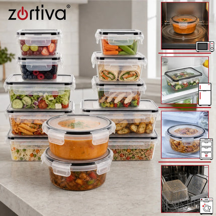 Vershoudbakjes Set 12 Stuks – Meal Prep Bakjes met Deksel – 350 ml tot 1 Liter