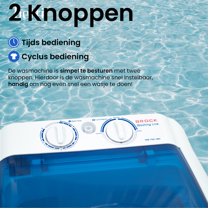Brock Camping Wasmachine 6.8 kg – L Formaat – Zonder Centrifuge – Lichtgewicht, Stil & Energiezuinig – Voor Caravan, Camper & Kleine Ruimtes