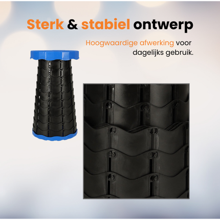 Trendmix Opvouwbare Kruk Verstelbaar & Lichtgewicht – Blauwe Telescopische Kruk Voor Festival, Concert, Camping & Reizen