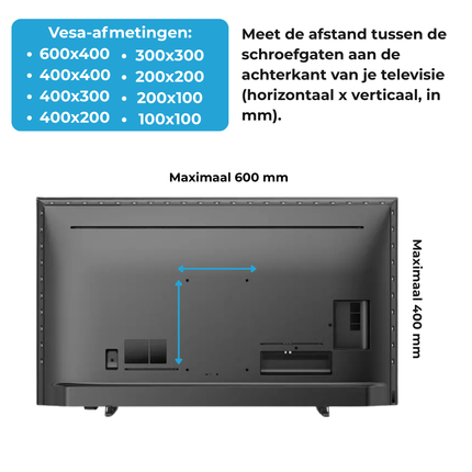 Trendmix Universele TV Standaard 32 Tot 65 Inch - Statief XL - Televisie Voet - Max 55 Kg - Geschikt Voor Grote En Zware LED LCD TV´s- Zwart