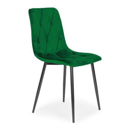 Modern Home Set van 4 Gewatteerde Fluwelen Stoelen Groen - Eetkamerstoelen - Woonkamerstoelen Met Metalen Poten
