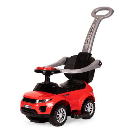 3 in 1 sportauto loopauto met geluiden en claxon op het stuur belastbaar tot 25 kg rood