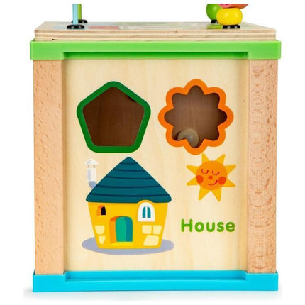Ecotoys duurzame houten educatieve activiteiten kubus met bord om te schrijven