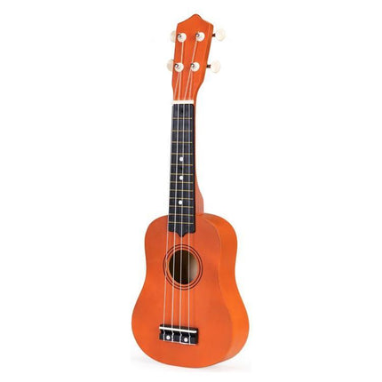 Ecotoys houten kinder ukelele/ gitaar met 4 snaren en 12 frets 17,5 x 5 x 52,5 cm bruin