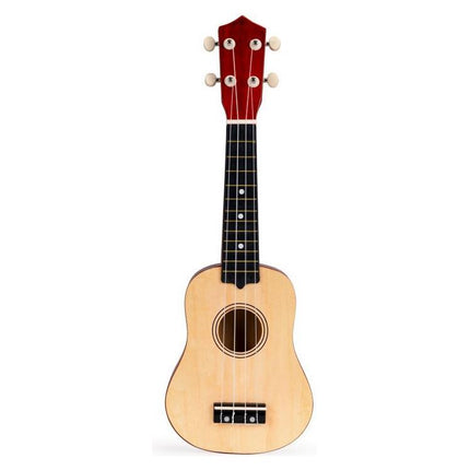 Ecotoys houten kinder ukelele/ gitaar met 4 snaren en 12 frets 17,5 x 5 x 52,5 cm beige