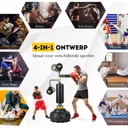 Trendmix 360° Boks Trainer Met Draaibare Stang - Boks Speed Ballen - Vulbare Basis - Boksuitrusting voor Thuis