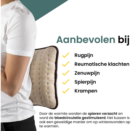 Botti Medic Series Reni verwarmingskussen – 100W – 3 warmtestanden – Beige fleece – Veilig & comfortabel