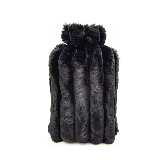 Tragar Warmwaterkruik 2L – Zwarte Fluffy Hoes – Natuurlijk Rubber – Lekvrij & Herbruikbaar – Voor Pijnverlichting en Warmte