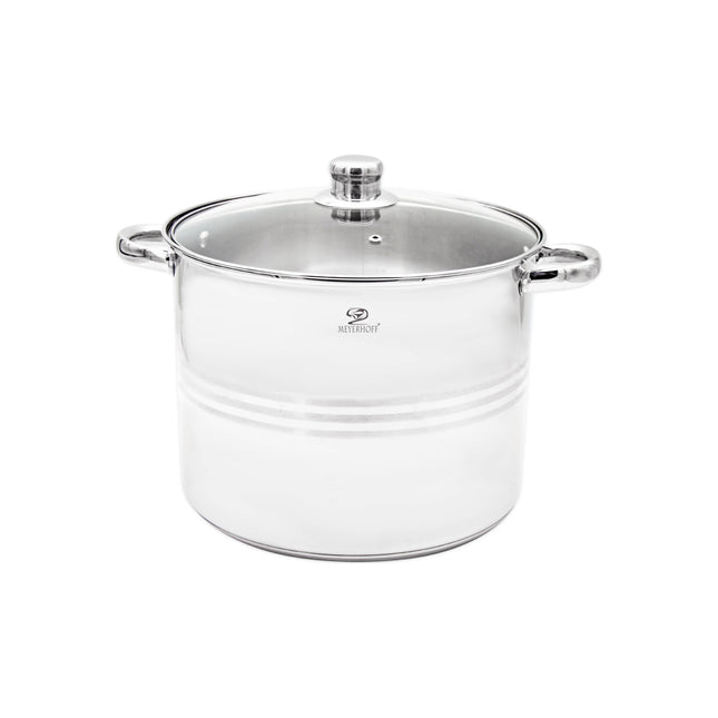 Meyerhoff Soeppan RVS 10 L – Ø 26 cm – Grote Kookpan met Glazen Deksel – Voor Inductie & Alle Warmtebronnen – Professionele Afwerking