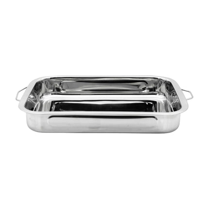 Tragar Lasagneschaal RVS – 25x20x5 cm – Met Handvatten – Ovenschaal voor Lasagne – Roestvrij Staal – Rechthoekig