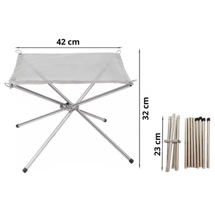 Trendmix Opvouwbare Vuurkorf – Draagbare Kampvuurstandaard met Reistas – RVS Vuurschaal Buiten – Camping Fire Pit 42 x 42 x 32 cm