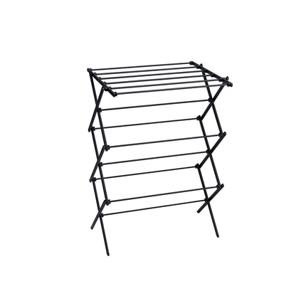Droogrek – Opvouwbaar en inklapbaar – 10 m² droogruimte – Staal – Zwart – Ruimtebesparend wasrek voor binnen en balkon