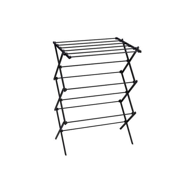 Droogrek – Opvouwbaar en inklapbaar – 10 m² droogruimte – Staal – Zwart – Ruimtebesparend wasrek voor binnen en balkon