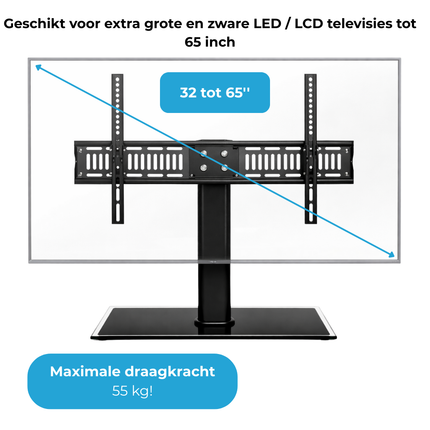 Trendmix Universele TV Standaard 32 Tot 65 Inch - Statief XL - Televisie Voet - Max 55 Kg - Geschikt Voor Grote En Zware LED LCD TV´s- Zwart