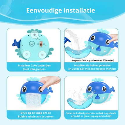 Trendmix Bubble Whale Bad Speelgoed – Muzikale Walvis met Zeepbellen en 12 Liedjes – Bubbels Bad Speeltje Baby & Peuter – Blauw