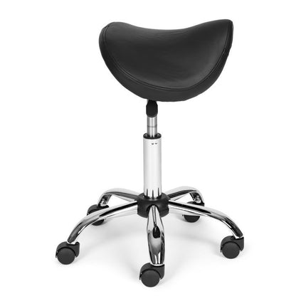 Verstelbare Ergonomische Draaikruk met Wieltjes – Zwarte Werkstoel voor Salon, Medisch Gebruik & Thuis - Kunstleer
