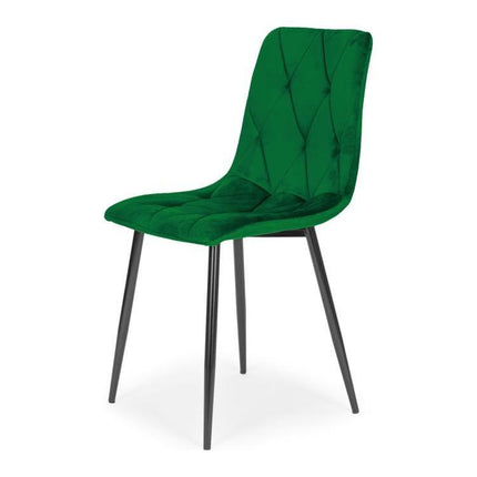 Modern Home Set van 4 Gewatteerde Fluwelen Stoelen Groen - Eetkamerstoelen - Woonkamerstoelen Met Metalen Poten