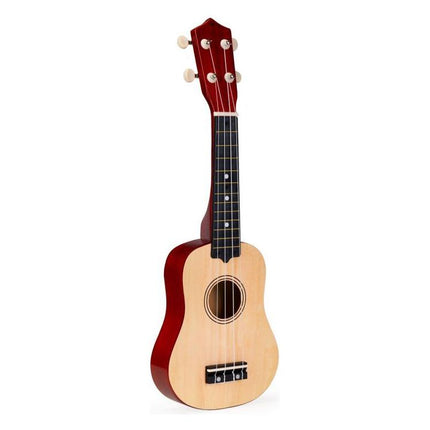 Ecotoys houten kinder ukelele/ gitaar met 4 snaren en 12 frets 17,5 x 5 x 52,5 cm beige