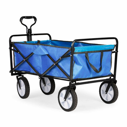 Multistore Bolderkar opvouwbaar 100L en 80kg draagkracht - strandkar - bolderwagen - blauw