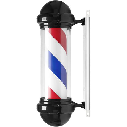 Gabbiano Barbershop Wandlamp – Grote Zwarte Barber Pole met LED Verlichting – Draaibare Kapperslamp voor aan de Wand