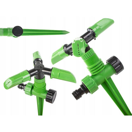 DIVODV Tuinsproeier met Grondpen 360° – Gazonsproeier tot 18 m² – Automatische Sprinkler met 3 Sproeiarmen