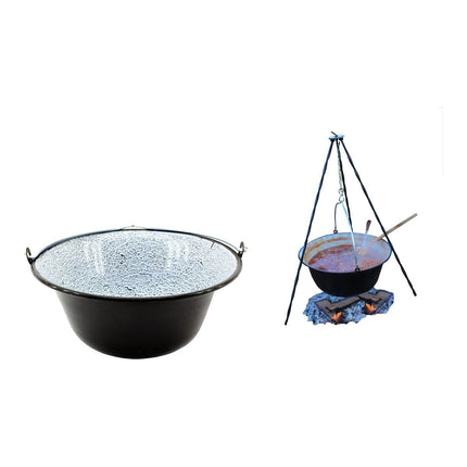 Tragar Emaille Kampvuurketel 8L – Stoofpot- & Goulashketel – Open Vuur – Met Handvat – Zwart