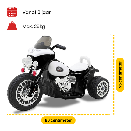 Elektrische politie chopper - trike - motor voor kinderen tot 25kg max 1-3 km/h zwart