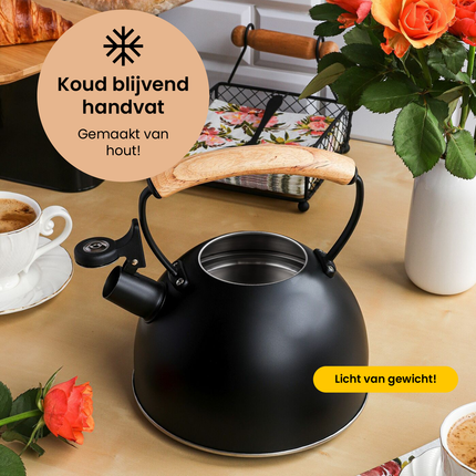 Florina Natura Line fluitketel RVS mat zwart 2.3 Liter - ook geschikt voor inductie