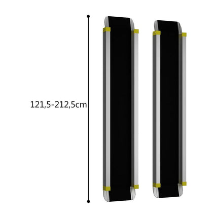 Trendmix 2x Verstelbare Telescopische Aluminium Oprijplaten – 121,5 tot 212,5 cm – Voor Rolstoel & Scooter – Max. 270 kg Belastbaar – Antislip – Inklapbaar