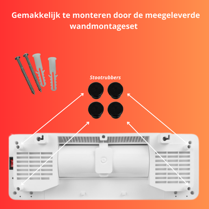 Kaminer Zelvion Elektrische Wandverwarming Wit – Slimme Luchtgordijnverwarming 2000W met WiFi, App & Afstandsbediening – Energiezuinig & Stil