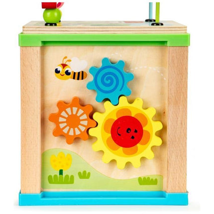 Ecotoys duurzame houten educatieve activiteiten kubus met bord om te schrijven