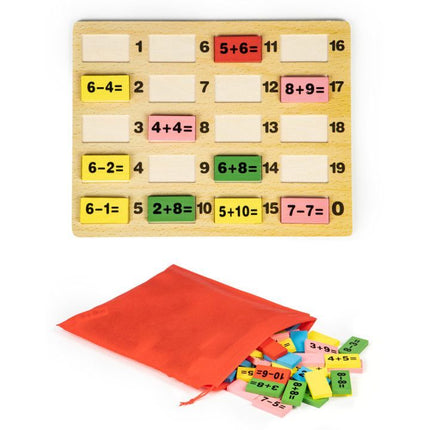 Ecotoys wiskundige blokken domino set - Leerzaam houten bord met gekleurde blokken voor kinderen vanaf 3 jaar
