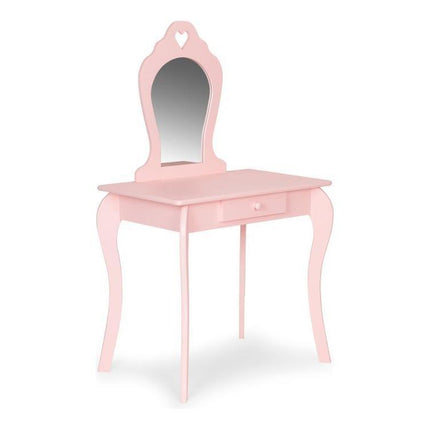 Ecotoys houten kinder kaptafel met spiegel en krukje 43x65x110 cm Roze