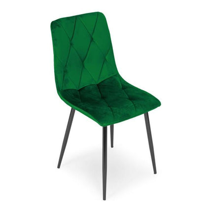 Modern Home Set van 4 Gewatteerde Fluwelen Stoelen Groen - Eetkamerstoelen - Woonkamerstoelen Met Metalen Poten