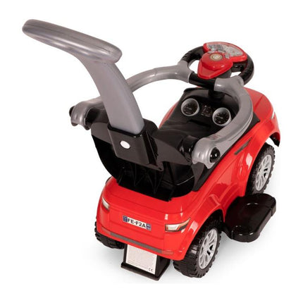 3 in 1 sportauto loopauto met geluiden en claxon op het stuur belastbaar tot 25 kg rood